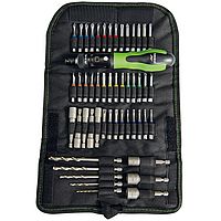 Ratchet screwdriver set „FlexBagPro“ - 37 safety bits, 8 spanner sockets, 5 drill bits, in robust nylon bag.