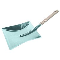Metal dustpan with wooden handle
