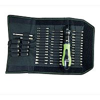 Ratchet screwdriver set „FlexBag“ with 50 mm S2 bits and reduced shank, in robust nylon bag.